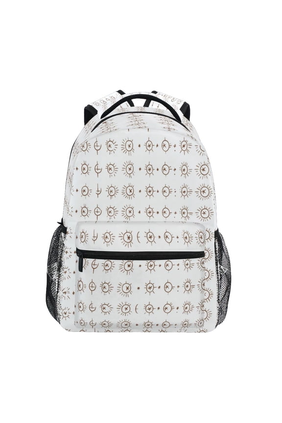 Geometric Symbols Pattern Stylish Large Backpack 15L Self-Standing Durable Twill for School, Office and Travel Use