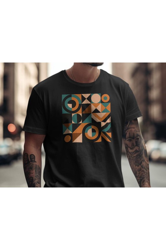 Geometric T-Shirt, Abstract Art Design Graphic Tee, Modern Geometric Pattern Shirt, Minimalist Graphic Tee for Men Women