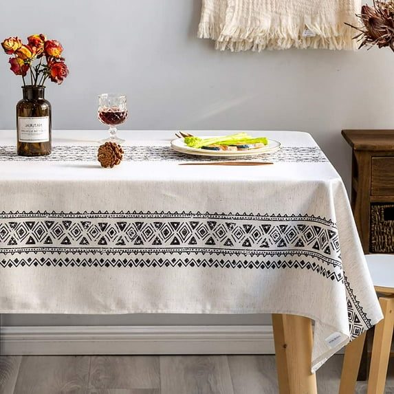 Geometric Table Cloth Modern and Minimalist Tablecloth Linen Farmhouse Decoration 60x102 in Rectangle Printed Boho Pattern Non-Fade Washable Oblong Table Cover for Kitchen Dining Tabletop