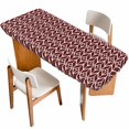 thumbnail image 1 of Geometric Table Cloths for 8 Foot Rectangle Tables, Modern Abstract Lines Texture Red Patio Waterproof Elastic Fitted Tablecloths, Washable Rectangular Table Cover for Camping, 1 of 8