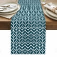 thumbnail image 1 of Geometric Table Runner - 36 Inch Long, Kitchen Dining Table Runner Dresser Scarves, Modern Abstract Lines Texture Teal Farmhouse Decor for Coffee Tables Wedding Party Banquet, 1 of 8