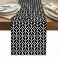 thumbnail image 1 of Geometric Table Runner - 90 Inch Long, Kitchen Dining Table Runner Dresser Scarves, Modern Abstract Lines Texture Black Farmhouse Decor for Coffee Tables Wedding Party Banquet, 1 of 8