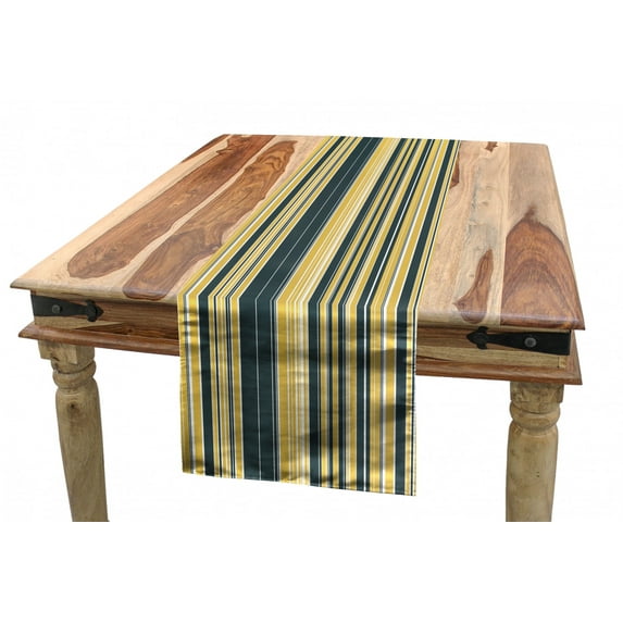 Geometric Table Runner, Barcode Style Pattern in Retro Colors Straight Parallel Vertical Lines, Dining Room Kitchen Rectangular Runner, 3 Sizes, by Ambesonne