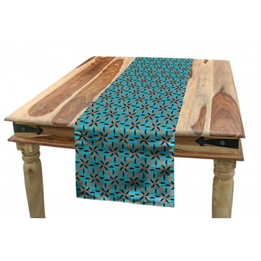 Geometric Table Runner, Soft Background and Floral Arrangement Blooming Nature Spring Season, Dining Room Kitchen Rectangular Runner, 3 Sizes, by Ambesonne