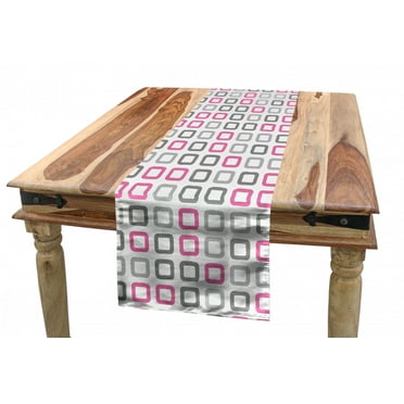 Geometric Table Runner, Square Frames in Vintage Colors Geometric Pale Toned Illustration, Dining Room Kitchen Rectangular Runner, 3 Sizes, by Ambesonne