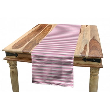 Geometric Table Runner, Striped Pattern with Pink Tones Thick and Tiny Lines Modern Illustration, Dining Room Kitchen Rectangular Runner, 3 Sizes, by Ambesonne