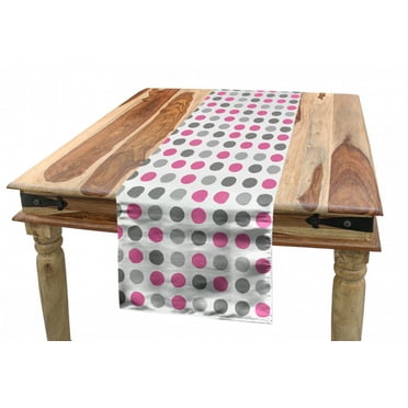 Geometric Table Runner, Traditional Retro Polka Dots Design European Ancestral Motif Pastel Colors, Dining Room Kitchen Rectangular Runner, 3 Sizes, by Ambesonne