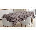 thumbnail image 1 of Geometric Tablecloth, Brush Effect Maze-look Rhombuses Intersecting with Circles Print, Rectangular Table Cover for Dining Room Kitchen, 60 X 90 Inches, Black Pale Pink and White, by Ambesonne, 1 of 3