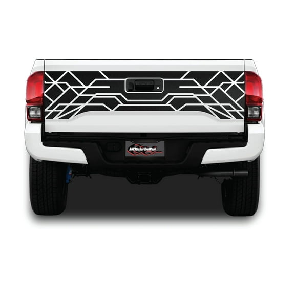 Geometric Tailgate Vinyl Graphic Decal Compatible with and Fits 3rd Gen Toyota Tacoma 2016-2023 - Set of Two