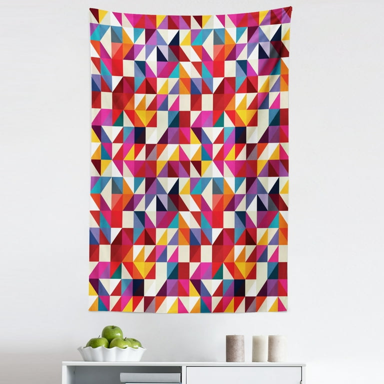 Geometric Tapestry Bauhaus Style Geometric Pattern with Patchwork of Triangular and Diamond Shapes Fabric Wall Hanging Decor for Bedroom Living Room Dorm 5 Sizes Multicolor by Ambesonne Walmart