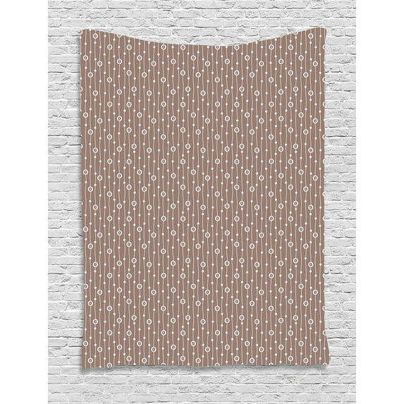 Geometric Tapestry, Coffee Bean Pattern with Vertical Stripes Ornamental Simplistic Design, Wall Hanging for Bedroom Living Room Dorm Decor, 40W X 60L Inches, Warm Taupe White, by Ambesonne