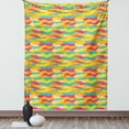 thumbnail image 1 of Geometric Tapestry, Funky Formless African Prehistoric Tiles Vivid Contrast Fashion, Wall Hanging for Bedroom Living Room Dorm Decor, 60W X 80L Inches, Magenta Marigold Jade Green, by Ambesonne, 1 of 5