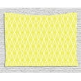 thumbnail image 1 of Geometric Tapestry, Stylized Floral Leaves Arranged in Continuous Mosaic Diamond Shapes, Wall Hanging for Bedroom Living Room Dorm Decor, 80W X 60L Inches, Yellow Green and White, by Ambesonne, 1 of 2