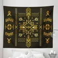 thumbnail image 1 of Geometric Tapestry, Tribal Hand Drawn Vintage Aztec Background in Vector Illustration Print, Fabric Wall Hanging Decor for Bedroom Living Room Dorm, 5 Sizes, Dark Brown Mustard, by Ambesonne, 1 of 1