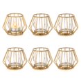 thumbnail image 1 of Geometric Tea Light Candle Holders - Wedding Centerpiece for Tables Morden Metal Votive Tealight Candles Stand with Glasses Coffee Home Room Decor Wedding Party Birthday Decoration, Gold 6 pcs C91, 1 of 2