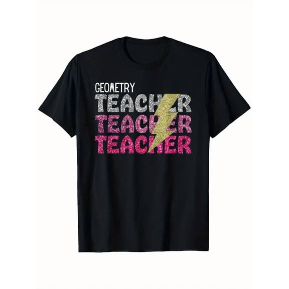 Geometric Teacher Graphic T-Shirt - 100% Pure Cotton, 180g, Regular Fit
