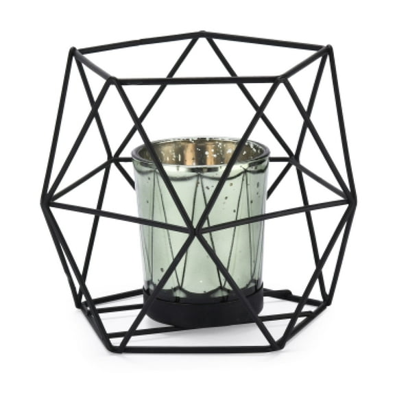 Dawhud Direct Geometric Tealight Candle Holder - 4 inches Geometrical Candle Holder - Tea Lights Candle Holder - Home Decor Accent for Wedding, Birthday, or Other Special Events, 3 wick candle holder
