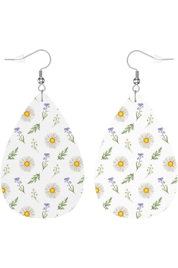 Geometric Teardrop Earrings, Oriental Pink Aqua Rainbow Moroccan Pattern Double-Sided Dangle Earring For Women Friends, Lightweight Faux Leather Earrings[Z3309]