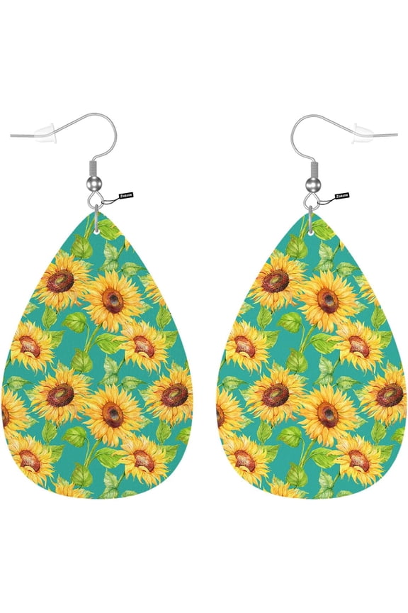 Geometric Teardrop Earrings, Oriental Pink Aqua Rainbow Moroccan Pattern Double-Sided Dangle Earring For Women Friends, Lightweight Faux Leather Earrings[Z3299]