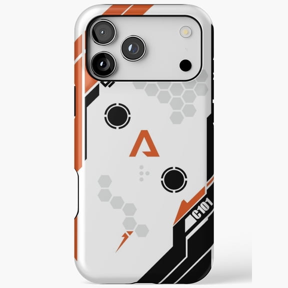 Geometric Tech Style Orange Black Cyber Pattern Phone Case for iPhone 17 11 12 13 14 15 16 Pro Max