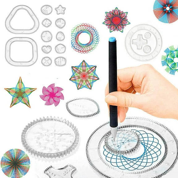 Geometric Template Drawing Tools,Creative Transparent Plastic Spirograph Drawing Set, , Drawing Curve Template Rulers for Kids School Accessori