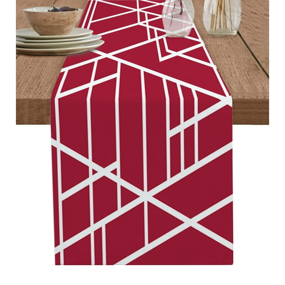 Geometric Texture Graphic Red Table Runner ration Home r Dinner Table ration Table r