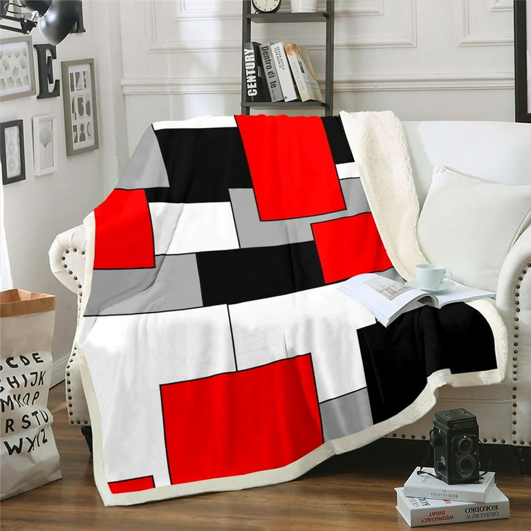 White blanket with black lines hot sale