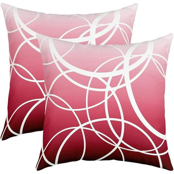 Geometric Throw Pillow Covers 16"x16" Set of 2 Soft Geometry Ombre Red Pillow Cases Cushion Covers for Living Room Bedroom Modern Decor Throw Pillowcases for Sofa Couch Chair