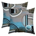 thumbnail image 1 of Geometric Throw Pillow Covers 16x16 Inch Set of 2,Lake Blue Black Grey Pillow Covers for Sofa Chair Patio,Watercolor Circular Cushion Cases,Modern Abstract Square Stripes Decorative Pillow Covers, 1 of 7