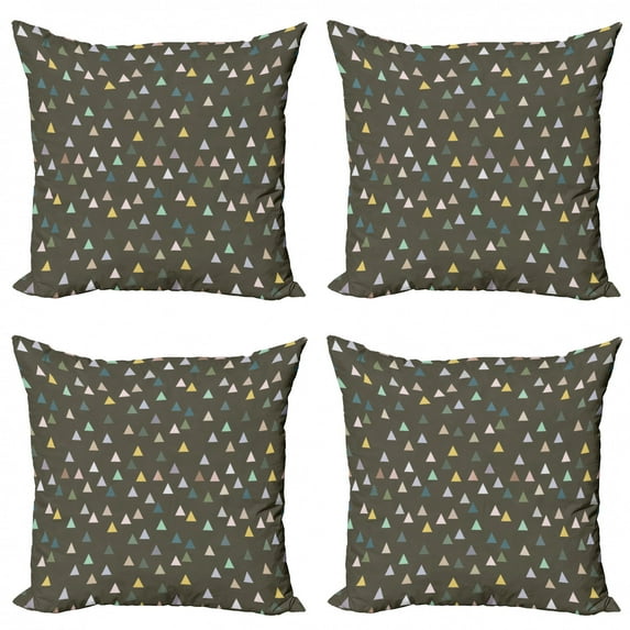 Geometric Throw Pillow Cushion Case Pack of 4, Abstract Colorful Triangles Simplistic Geometric Compoisition Rainbow Shapes, Modern Accent Double-Sided Print, 4 Sizes, Multicolor, by Ambesonne