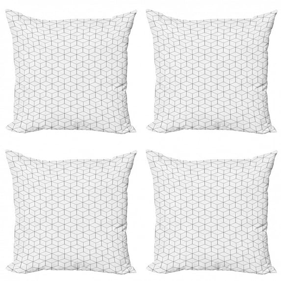 Ambesonne Geometric Throw Pillow Cover 4 Pack, Lines Shapes with Squares, 20", Black and White