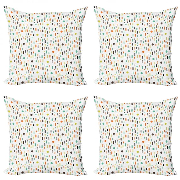 Geometric Throw Pillow Cushion Case Pack of 4, Abstract Pattern with Colorful Circle Diamond and Arrow Shapes Random Arrangement, Modern Accent Double-Sided Print, 4 Sizes, Multicolor, by Ambesonne