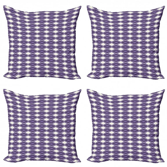 Ambesonne Geometric Throw Pillow Cover 4 Pack, Vivid Chevron Zigzags, 20", Dark Purple Lavender