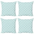 thumbnail image 1 of Geometric Throw Pillow Cushion Case Pack of 4, Abstract Trippy Oval Circular Shapes with Spiral Stripes Pattern, Modern Accent Double-Sided Print, 4 Sizes, Seafoam Grey and White, by Ambesonne, 1 of 2