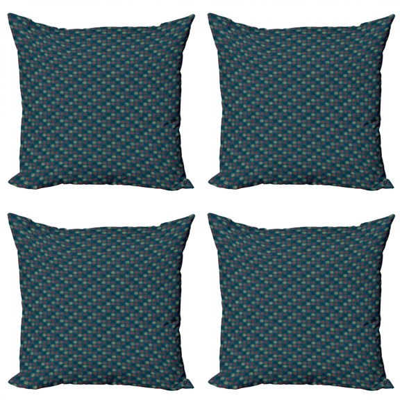 Ambesonne Geometric Throw Pillow Cover 4 Pack, Repeated Starry Circles, 18", Multicolor