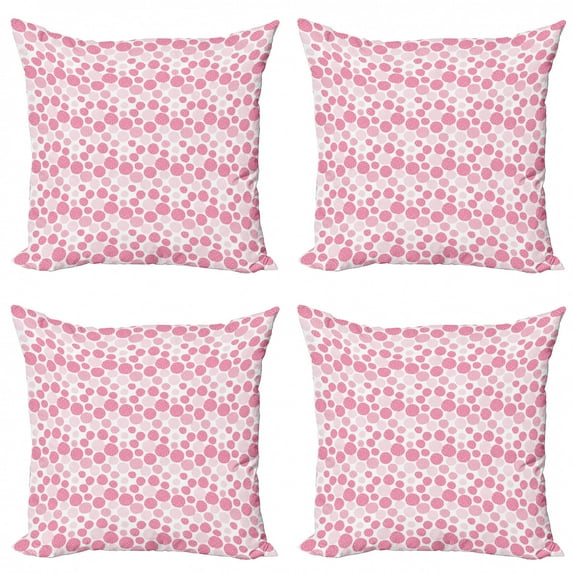 Ambesonne Geometric Throw Pillow Cover 4 Pack, Strawberry-Like Dots, 20", Pink Rose