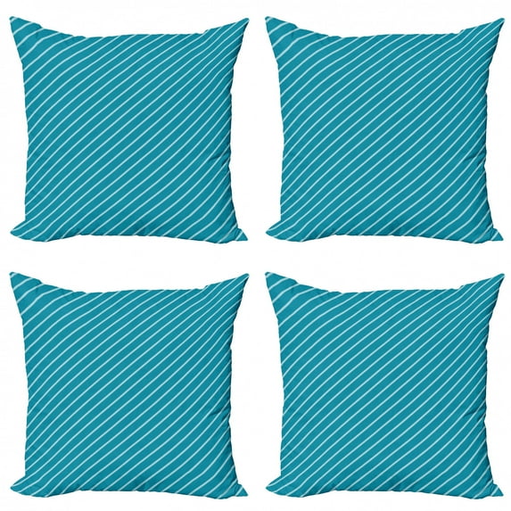 Ambesonne Geometric Throw Pillow Cover 4 Pack, Striped Cruise Colors, 20", Pale Blue Teal