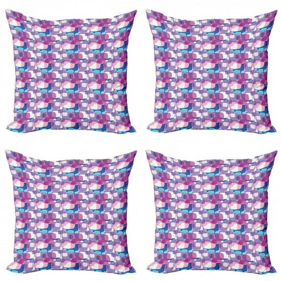 Ambesonne Geometric Throw Pillow Cover 4 Pack, Pastel Colored Square, 20", Multicolor