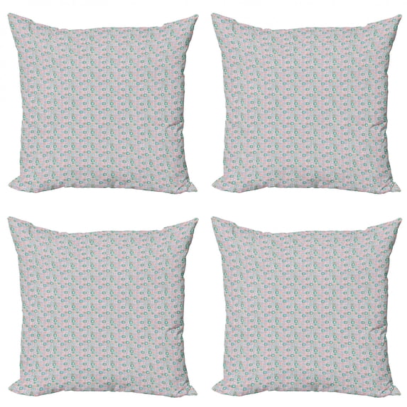 Geometric Throw Pillow Cushion Case Pack of 4, Hand Drawn Art Sketchy Style Pattern with Rhombus Shapes Cells in Pastel Colors, Modern Accent Double-Sided Print, 4 Sizes, Multicolor, by Ambesonne