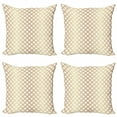 thumbnail image 1 of Geometric Throw Pillow Cushion Case Pack of 4, Interwoven Style Hexagonal Shaped Models Forming Netted Pattern, Modern Accent Double-Sided Print, 4 Sizes, Pale Camel White, by Ambesonne, 1 of 2