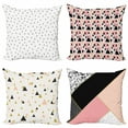 thumbnail image 1 of Ambesonne Geometric Throw Pillow Cover 4 Pack, Modern Minimal Shapes, 24", Coral Dark Grey Peach, 1 of 2
