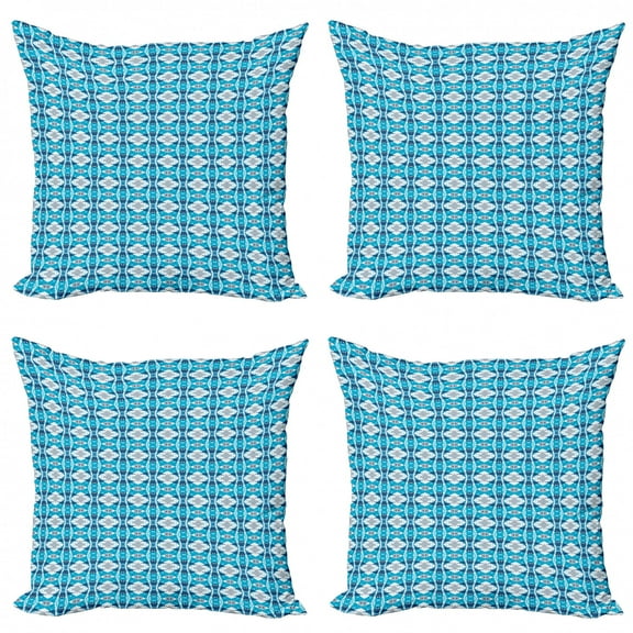 Geometric Throw Pillow Cushion Case Pack of 4, Modern Abstract Creative Dots and Shapes, Modern Accent Double-Sided Print, 4 Sizes, Sky Blue Pale Taupe, by Ambesonne