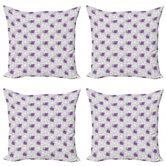 Geometric Throw Pillow Cushion Case Pack of 4, Modern Art Polygons and Watercolor Splashes, Modern Accent Double-Sided Print, 4 Sizes, Fuchsia Blue Violet, by Ambesonne