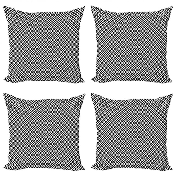 Ambesonne Geometric Throw Pillow Cover 4 Pack, Ornamental Squares, 16", Black White