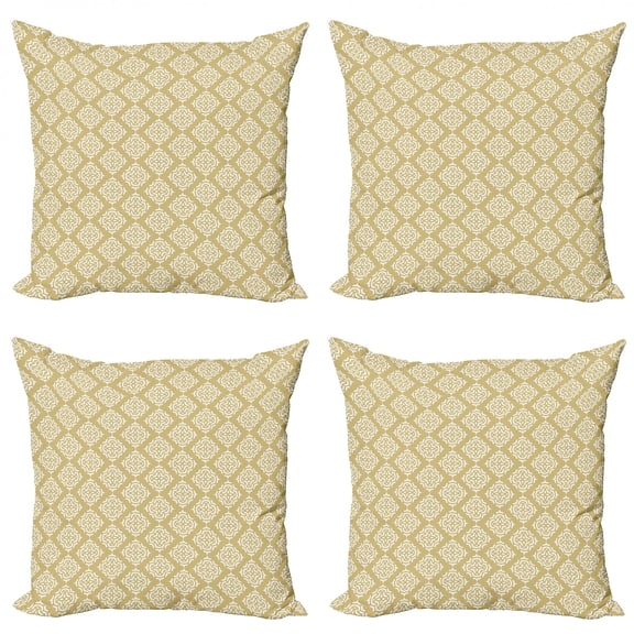 Ambesonne Geometric Throw Pillow Cover 4 Pack, Reversed Clovers, 20", Sand Brown and White