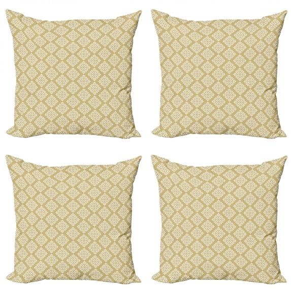 Ambesonne Geometric Throw Pillow Cover 4 Pack, Reversed Clovers, 20", Sand Brown and White