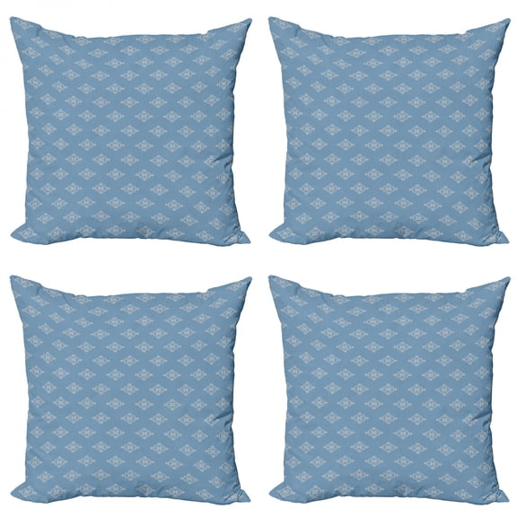 Ambesonne Geometric Throw Pillow Cover 4 Pack, Medieval Pattern, 20", Slate Blue Cream