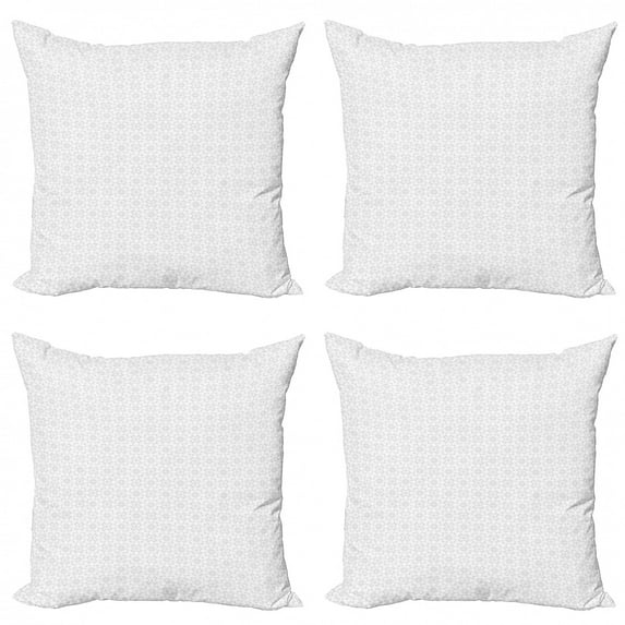 Ambesonne Geometric Throw Pillow Cover 4 Pack, Soft Motif in Mutes Tones, 20", Pale Grey White