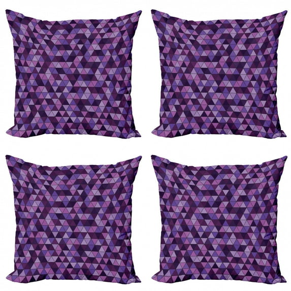 Ambesonne Geometric Throw Pillow Cover 4 Pack, Triangle Mosaic Tile, 24", Multicolor