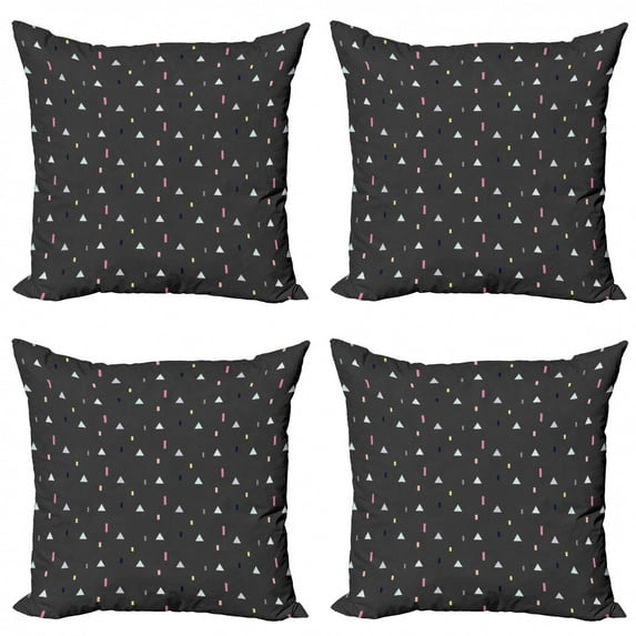 Ambesonne Geometric Throw Pillow Cover 4 Pack, Triangles Color Art, 24", Dark Taupe Multicolor